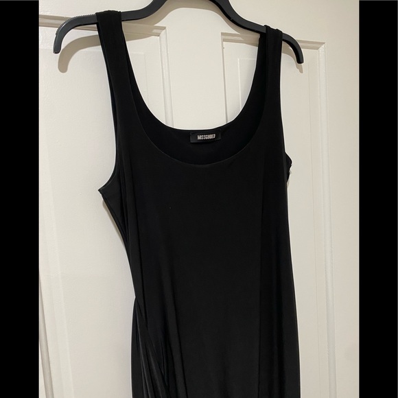 Misguided black side ruched asymmetrical midi dress L - Picture 2 of 9